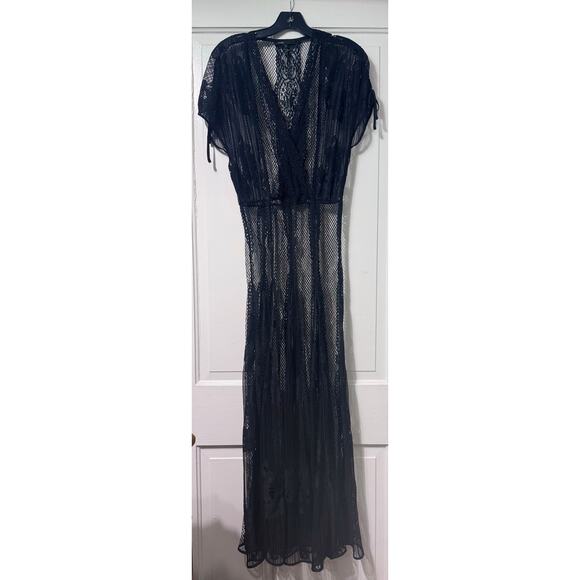 Maje Black Lace Sheer Cover Up Maxi Dress Size 1 - Picture 3 of 15